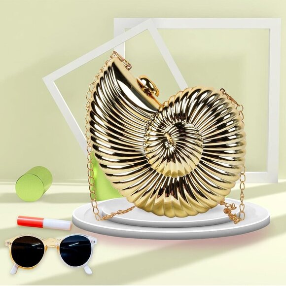 Conch/Shell Shoulder Handbag Novelty Chain Strap Purse Acrylic Fashion Crossbody - Picture 5 of 7